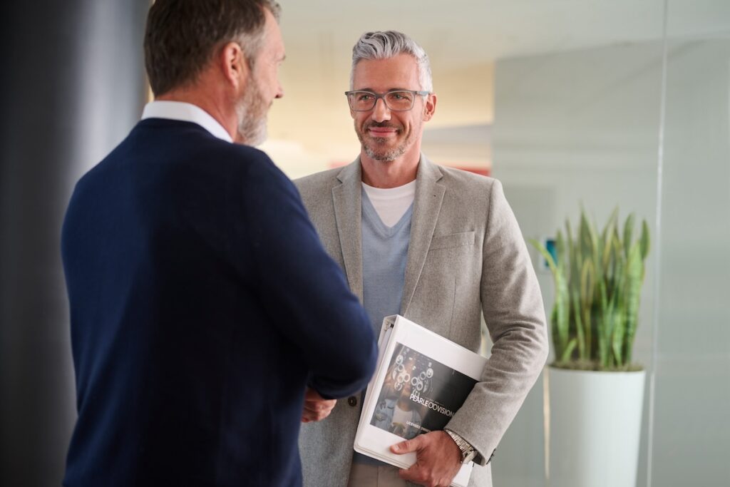 Two businessmen having a conversation